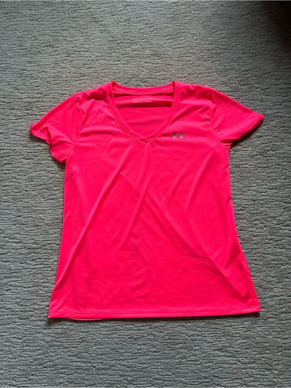 Under Armour Womens Hot Pink Performance V Neck T Shirt NWT Athletic Tee Sz XL - Picture 2 of 4